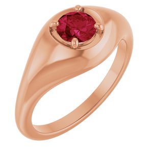 14K Rose Gold Lab-Grown Ruby Solitaire Dome Ring