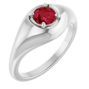 Platinum Lab-Grown Ruby Solitaire Dome Ring