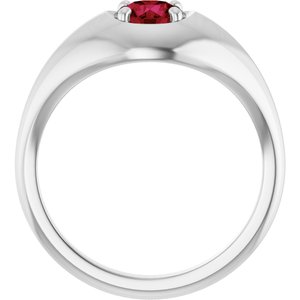 Platinum Lab-Grown Ruby Solitaire Dome Ring