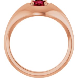 14K Rose Gold Lab-Grown Ruby Solitaire Dome Ring