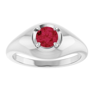 Sterling Silver Lab-Grown Ruby Solitaire Dome Ring