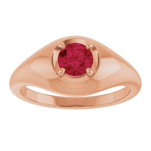 14K Rose Gold Lab-Grown Ruby Solitaire Dome Ring