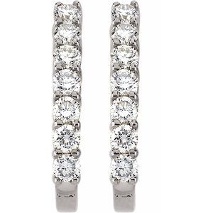 14K White Gold 1 CTW Natural Diamond J-Hoop Earrings – image 2