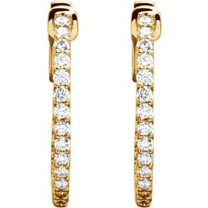 14K Yellow Gold 1/2 CTW Lab-Grown Diamond Inside-Outside 19 mm Hinged Hoop Earrings – image 2