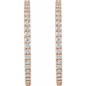 14K Rose 5 CTW Lab-Grown Diamond Inside-Outside 41.5 mm Hinged Hoop Earrings
