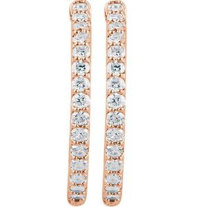 14K Rose Gold 2 CTW Natural Diamond Inside-Outside 29.5 mm Hinged Hoop Earrings – image 2