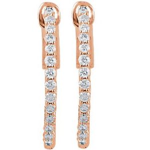 14K Rose Gold 1/2 CTW Natural Diamond Inside-Outside 19 mm Hinged Hoop Earrings – image 2