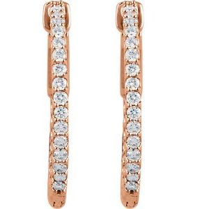 14K Rose Gold 3/4 CTW Natural Diamond Inside-Outside 23 mm Hinged Hoop Earrings – image 2