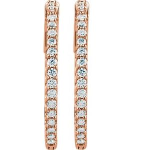 14K Rose Gold 1 CTW Natural Diamond Inside-Outside 26.5 mm Hinged Hoop Earrings – image 2