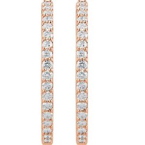 14K Rose Gold 3 CTW Natural Diamond Inside-Outside 34.5 mm Hinged Hoop Earrings – image 2