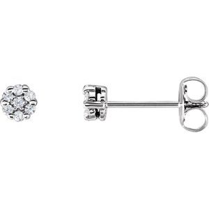 14K White Gold 1/10 CTW Natural Diamond Cluster Earrings