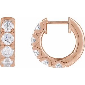 14K Rose Gold 1 7/8 CTW Natural Diamond Hinged 14.7 mm Hoop Earrings