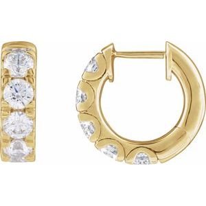 14K Yellow Gold 1 7/8 CTW Natural Diamond Hinged 14.7 mm Hoop Earrings