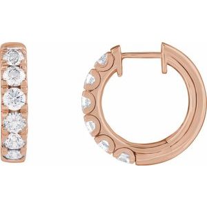 14K Rose Gold 1 7/8 CTW Lab-Grown Diamond Hinged 19.45 mm Hoop Earrings