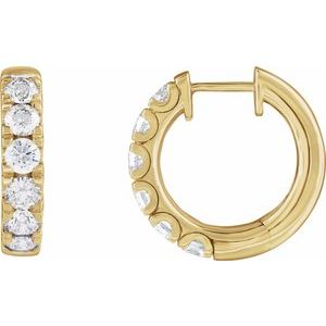 14K Yellow Gold 1 7/8 CTW Lab-Grown Diamond Hinged 19.45 mm Hoop Earrings