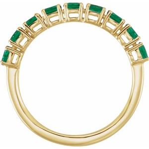 14K Yellow Gold Lab-Grown Emerald & 9/10 CTW Lab-Grown Diamond Ring