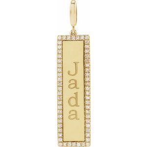 Engravable Accented Bar Charm/Pendant