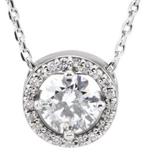 14K White Gold 1/2 CTW Natural Diamond Halo-Style 16" Necklace