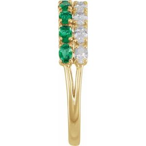 14K Yellow Gold Lab-Grown Emerald & 9/10 CTW Lab-Grown Diamond Ring