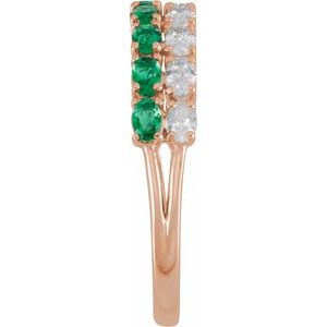 14K Rose Gold Lab-Grown Emerald & 9/10 CTW Lab-Grown Diamond Ring