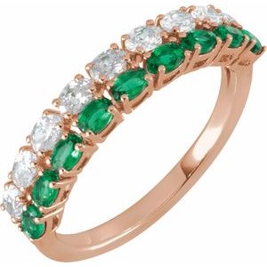 14K Rose Gold Lab-Grown Emerald & 9/10 CTW Lab-Grown Diamond Ring