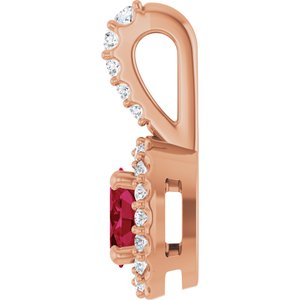 14K Rose Gold Lab-Grown Ruby & 1/6 CTW Natural Diamond Halo-Style Pendant