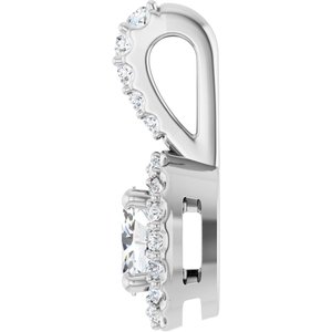 Platinum Lab-Grown Moissanite & 1/6 CTW Natural Diamond Halo-Style Pendant