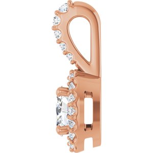 14K Rose Gold Lab-Grown Moissanite & 1/6 CTW Natural Diamond Halo-Style Pendant