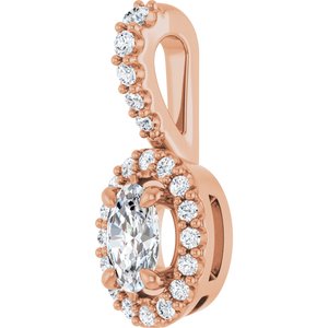 14K Rose Gold Lab-Grown Moissanite & 1/6 CTW Natural Diamond Halo-Style Pendant
