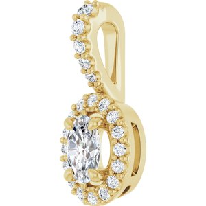 14K Yellow Gold Lab-Grown Moissanite & 1/6 CTW Natural Diamond Halo-Style Pendant