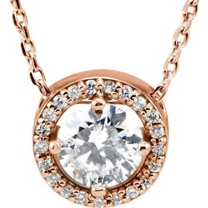 14K Rose Gold 1/2 CTW Natural Diamond Halo-Style 16" Necklace