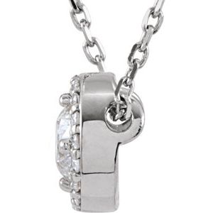 14K White Gold 1/5 CTW Lab-Grown Diamond Halo-Style 16" Necklace