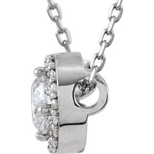 14K White Gold 1/4 CTW Lab-Grown Diamond Halo-Style 16" Necklace