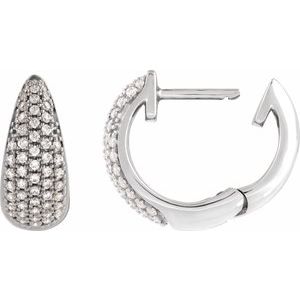 14K White Gold 1/2 CTW Natural Diamond Hinged 14.75 mm Hoop Earrings