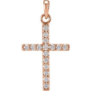 14K Rose Gold 1/5 CTW Natural Diamond Cross Pendant
