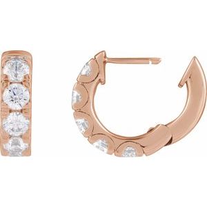 14K Rose Gold 1 7/8 CTW Lab-Grown Diamond Hinged 14.7 mm Hoop Earrings – image 3