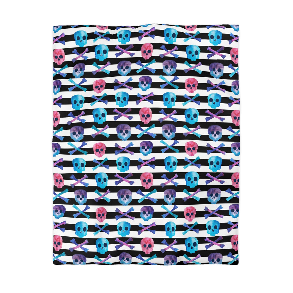 "Skulls and Stripes" Microfiber Duvet Cover