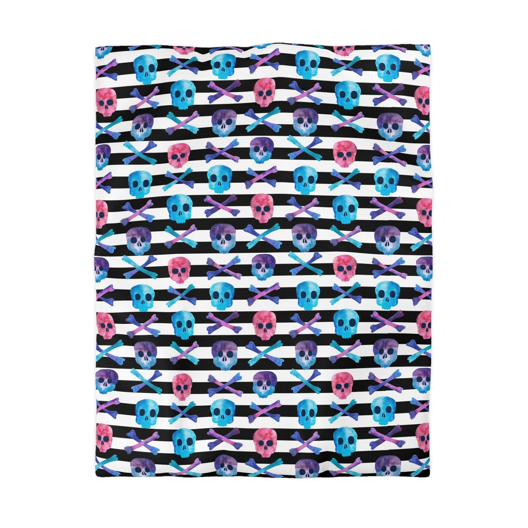 "Skulls and Stripes" Microfiber Duvet Cover