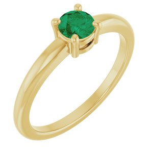 14K Yellow Gold Natural Emerald Ring