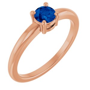 14K Rose Gold Natural Blue Sapphire Ring
