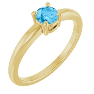 14K Yellow Gold Natural Swiss Blue Topaz Ring
