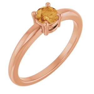 14K Rose Gold Natural Citrine Ring