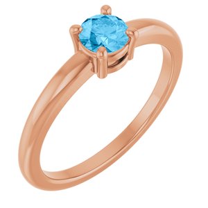 14K Rose Gold Natural Swiss Blue Topaz Ring