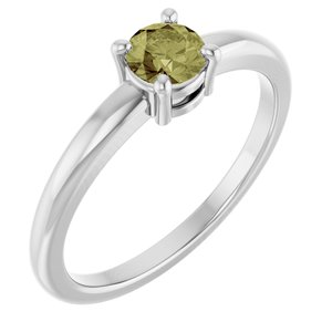 14K White Gold Natural Green Sapphire Ring