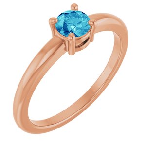 14K Rose Gold Natural Blue Zircon Ring