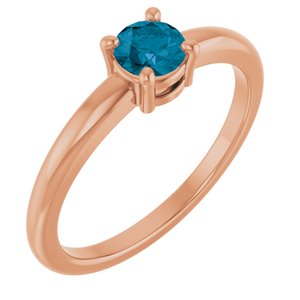 14K Rose Gold Natural London Blue Topaz Ring