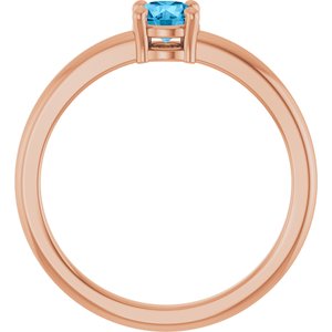 14K Rose Gold Natural Swiss Blue Topaz Ring