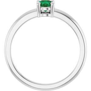 Sterling Silver Natural Emerald Ring