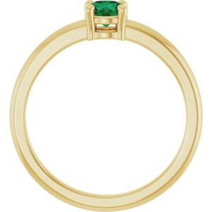 14K Yellow Gold Natural Emerald Ring