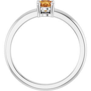 Platinum Natural Citrine Ring